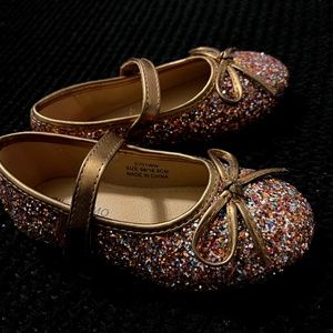 Toddler girl Rose gold Ballerina Flats- Gently worn 2x